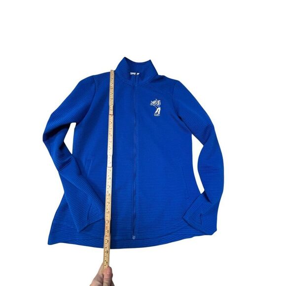 Adidas Golf Blue Full-Zip Ribbed Jacket With Embroidered OWL Logo Medium Size - Picture 4 of 10